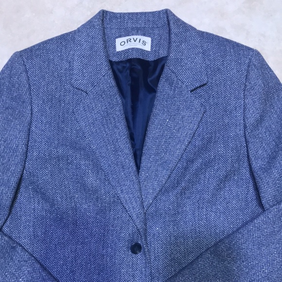 ORVIS Blue Wool Tweed Blazer - Picture 2 of 13